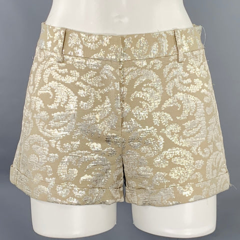 THEORY Size 2 Beige Cream Acetate Blend Abstract Cuffed Shorts
