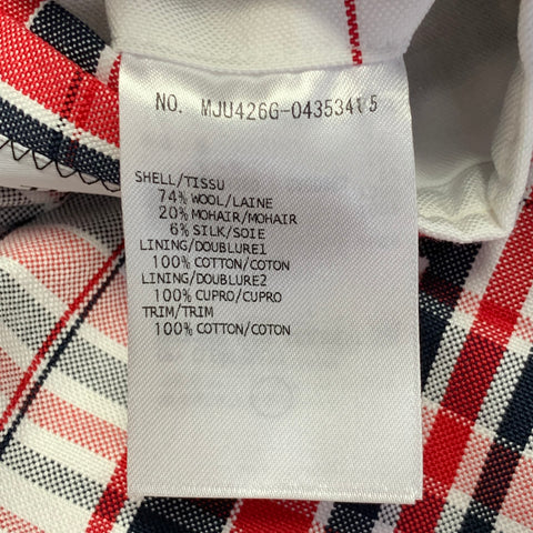 THOM BROWNE Size 42 Navy White Red Plaid Wool Mohair Silk Suit