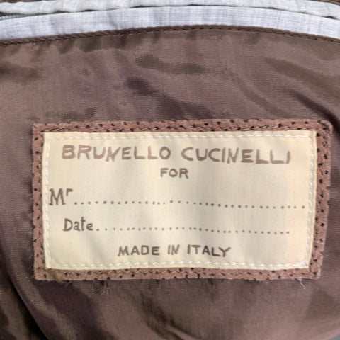 BRUNELLO CUCINELLI Size L Brown Perforated Suede Bomber Jacket