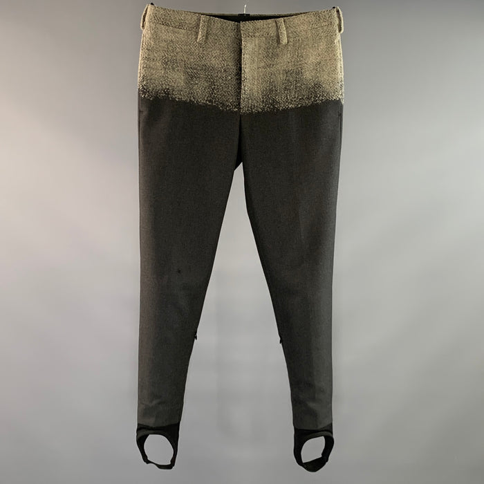 PRADA FW2007 Size 36 Tan Grey Mixed Fabrics Wool Polyester Button Fly Casual Pants