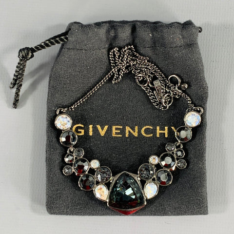 GIVENCHY Black Silver Rhinestones Necklace