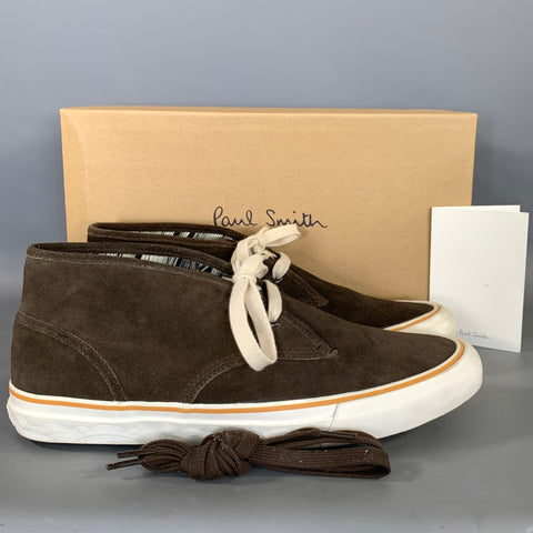 PAUL SMITH JEANS Size 9 Brown White S9XG/C383/SUE Suede High Top Lace Up Shoes
