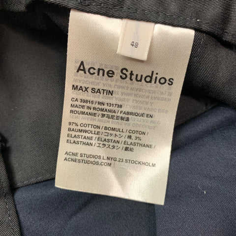 ACNE STUDIOS Taille 32 Pantalon décontracté en coton élasthanne bleu marine à devant plat