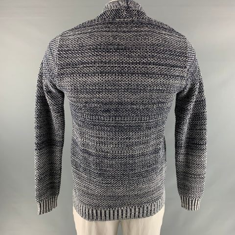 STEPHAN SCHNEIDER Size XL Navy White Knit Cotton / Nylon Cardigan