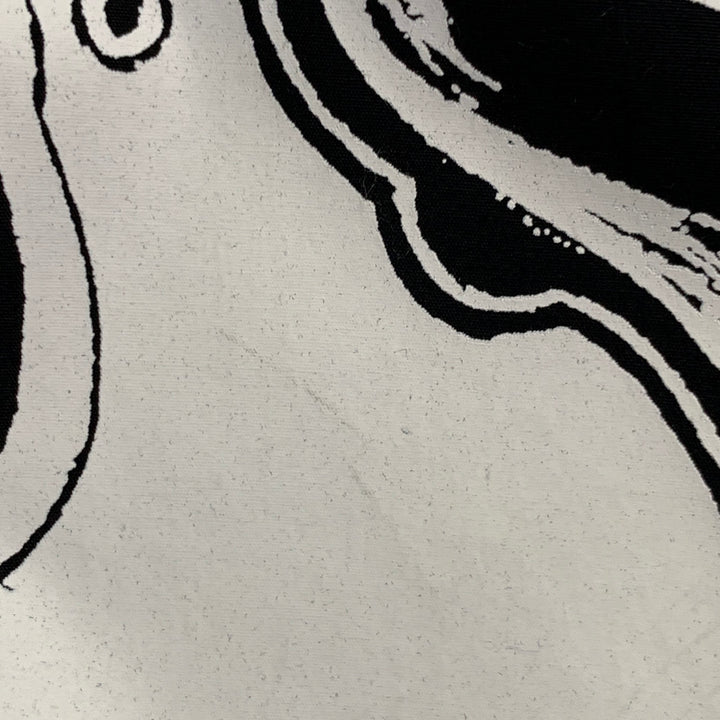 PRADA SS18 Size L James Jean Laser Monkey Black White Graphic Cotton Long Sleeve Shirt