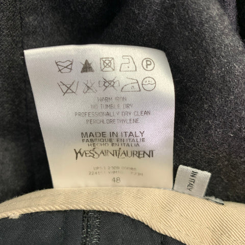 YVES SAINT LAURENT Size 32 Grey Wool Wide Leg Pleated Dress Pants