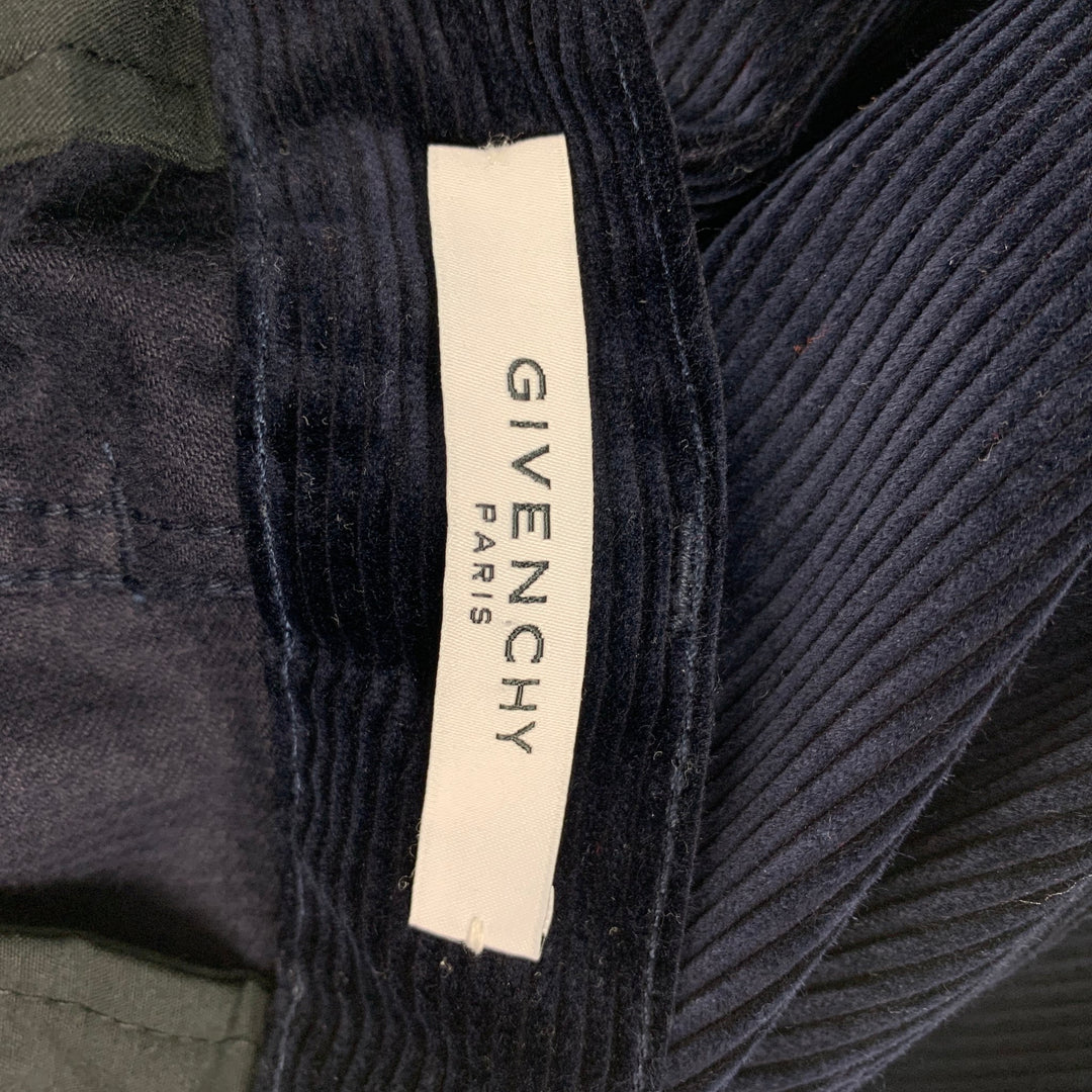 GIVENCHY Size 32 Navy Blue Relaxed Corduroy Combat Trousers