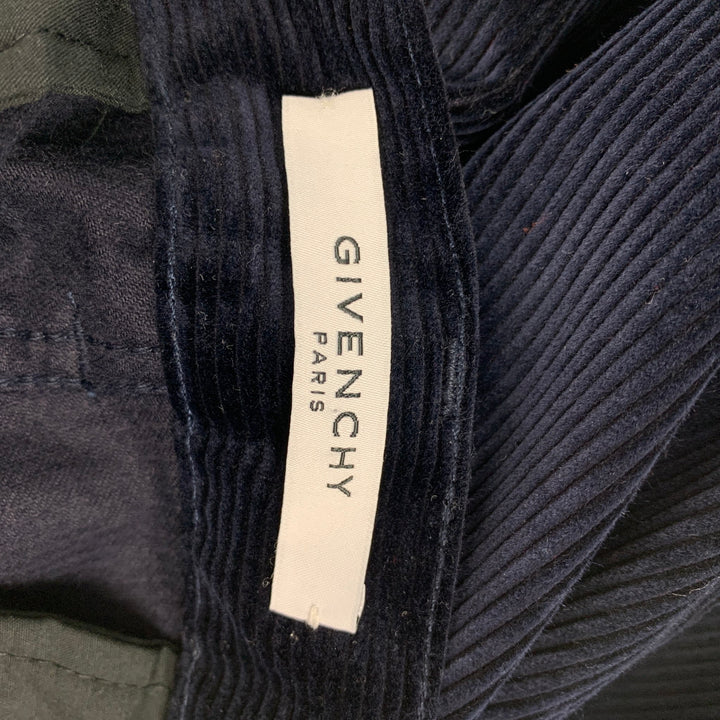 GIVENCHY Size 32 Navy Blue Relaxed Corduroy Combat Trousers