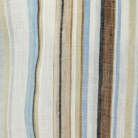 BRIONI Size L Beige Multi Color Stripe Linen Button Up Long Sleeve Shirt