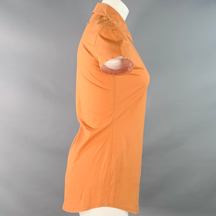 JEAN PAUL GAULTIER Size 8 Orange Cotton Blend Short Sleeve Casual Top