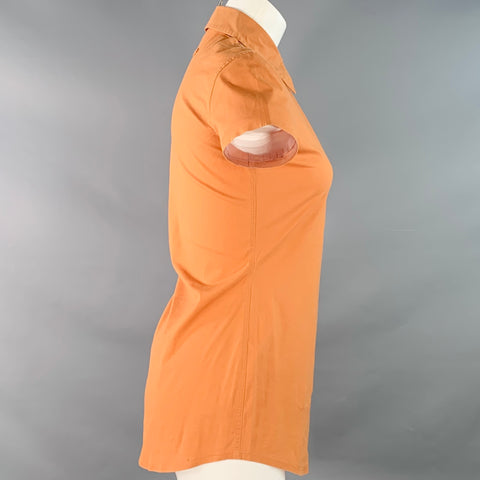 JEAN PAUL GAULTIER Size 8 Orange Cotton Blend Short Sleeve Casual Top