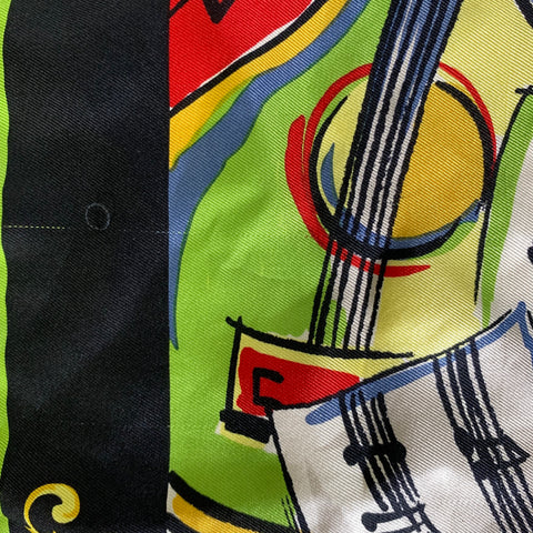GIANNI VERSACE Yellow Black Graphic Pocket Square