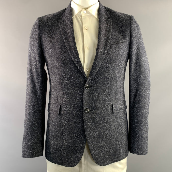 PAUL SMITH Chest Size 40 Blue Heather Wool Blend Notch Lapel Sport Coat