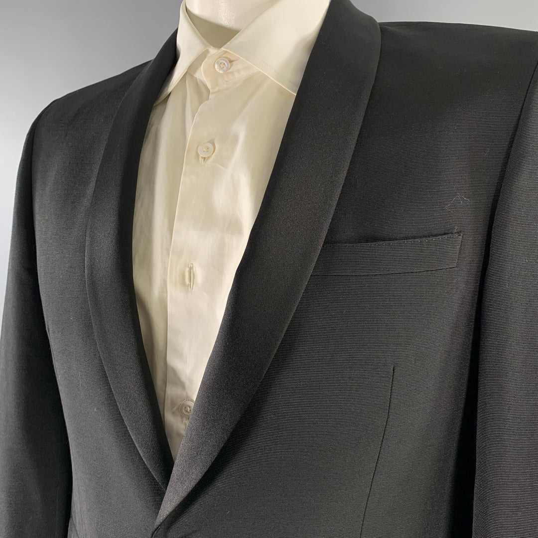 BURBERRY LONDON Size 42 Regular Black Wool Silk Shawl Lapel Sport Coat