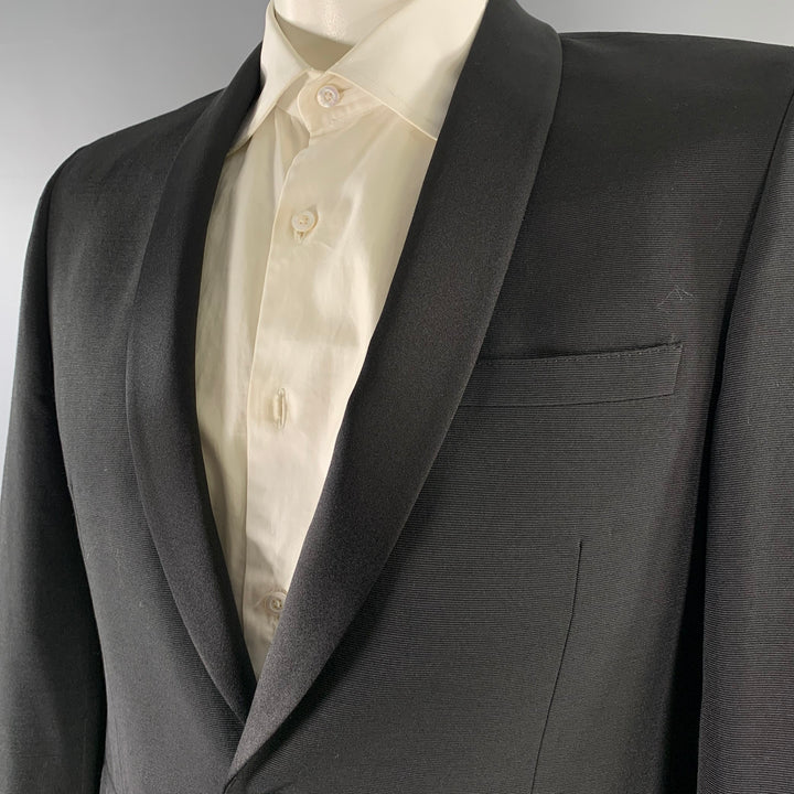BURBERRY LONDON Size 42 Regular Black Wool Silk Shawl Lapel Sport Coat