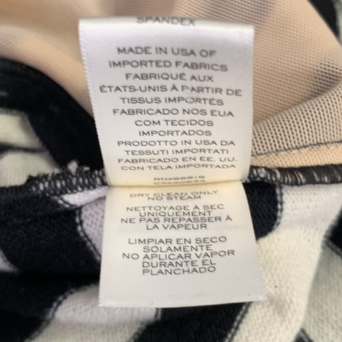 MARC JACOBS Size 6 Black White Wool Nylon Stripe Belted Dress
