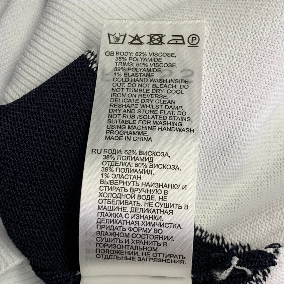 REISS Size S White Blue Navy Color Block Wool Blend Jersey Zip Up Polo
