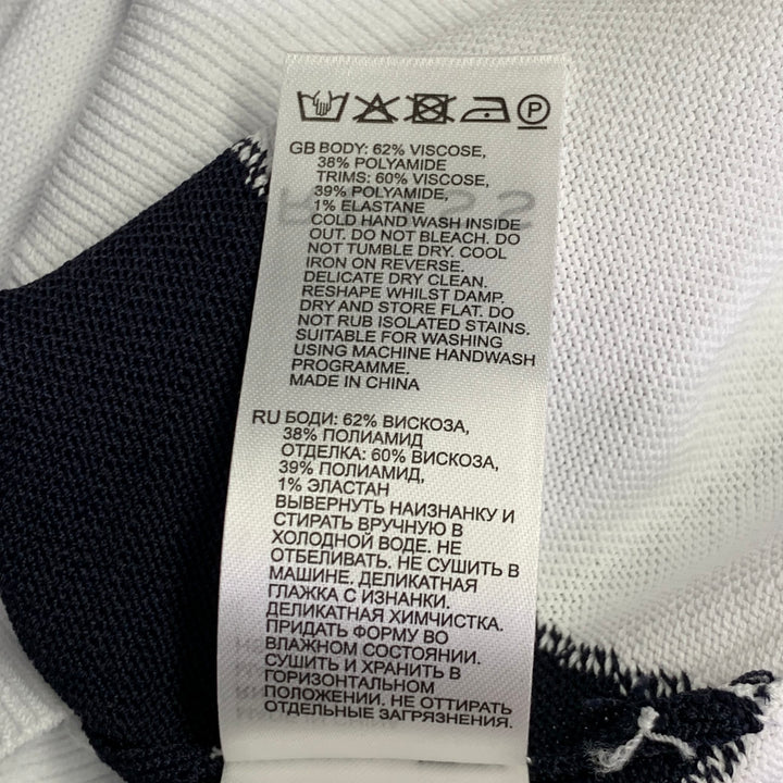 REISS Size S White Blue Navy Color Block Wool Blend Jersey Zip Up Polo