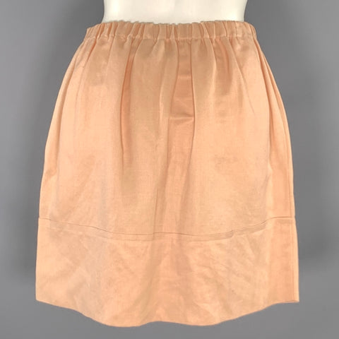 THOR & NEMA Size S Peach Silk  Linen Mini Skirt