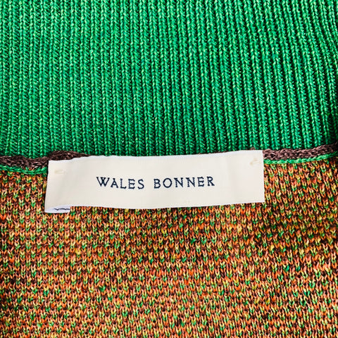 WALES BONNER Size XL Orange Green Diamond Knit 1/4 Zip Pullover
