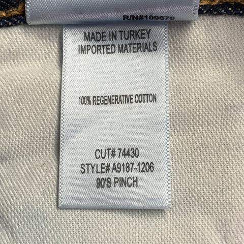 Jean droit en coton indigo AGOLDE Taille 25 avec braguette boutonnée, coupe ajustée, style années 90