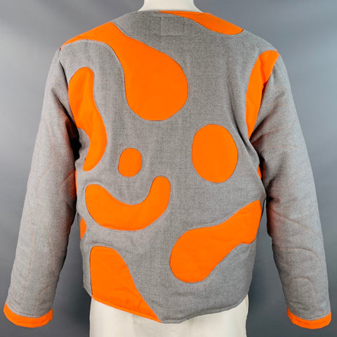 ALDENTE LISBOA Size XL Lava Heather Grey Orange Twill Blob Patches Jacket