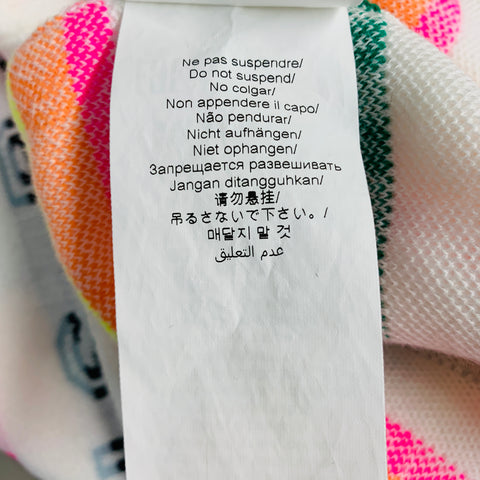 KENZO Size L White Multi Color Logo Cotton Polyester Short Sleeve Pullover