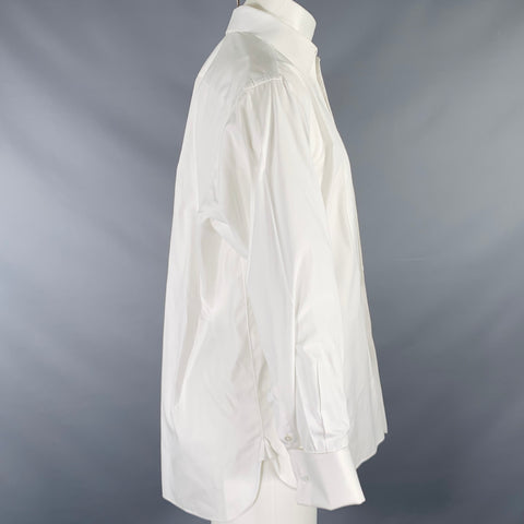 LORENZINI Size S White Cotton Tuxedo Long Sleeve Shirt