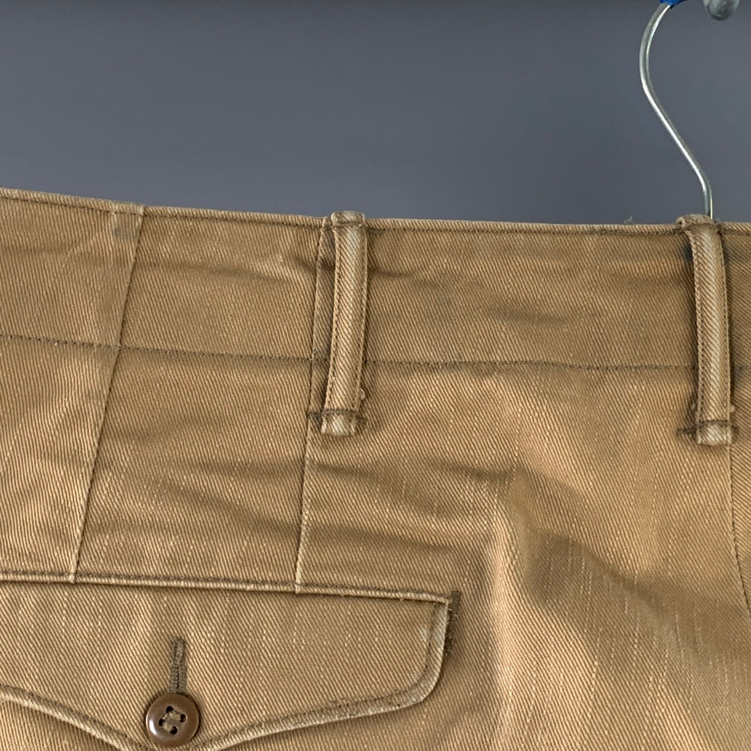RRL by RALPH LAUREN Size 31 Khaki Cotton Cuffed Straight Button Fly Casual Pants