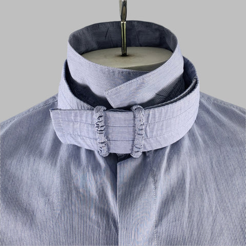 CRAIG GREEN Size L Blue White Stripe Cotton One Pocket Long Sleeve Shirt