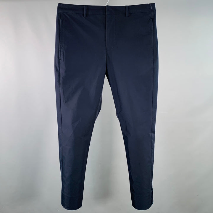 PRADA Size 34 Navy Polyester Twill Flat Front Zip Fly Casual Pants