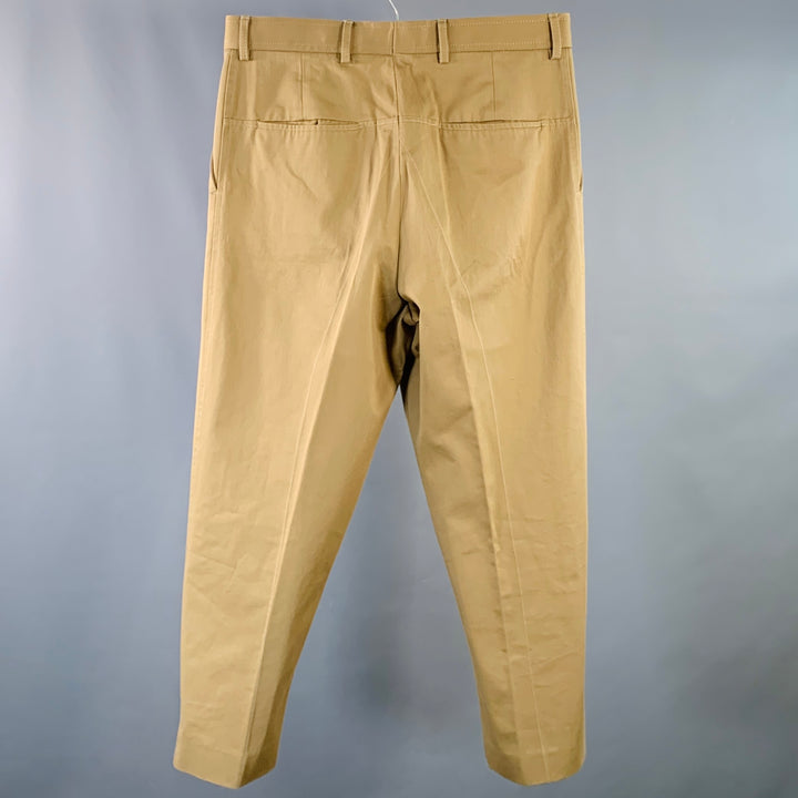 HAIDER ACKERMANN Size 32 Khaki Cotton Pleated Cropped Casual Pants