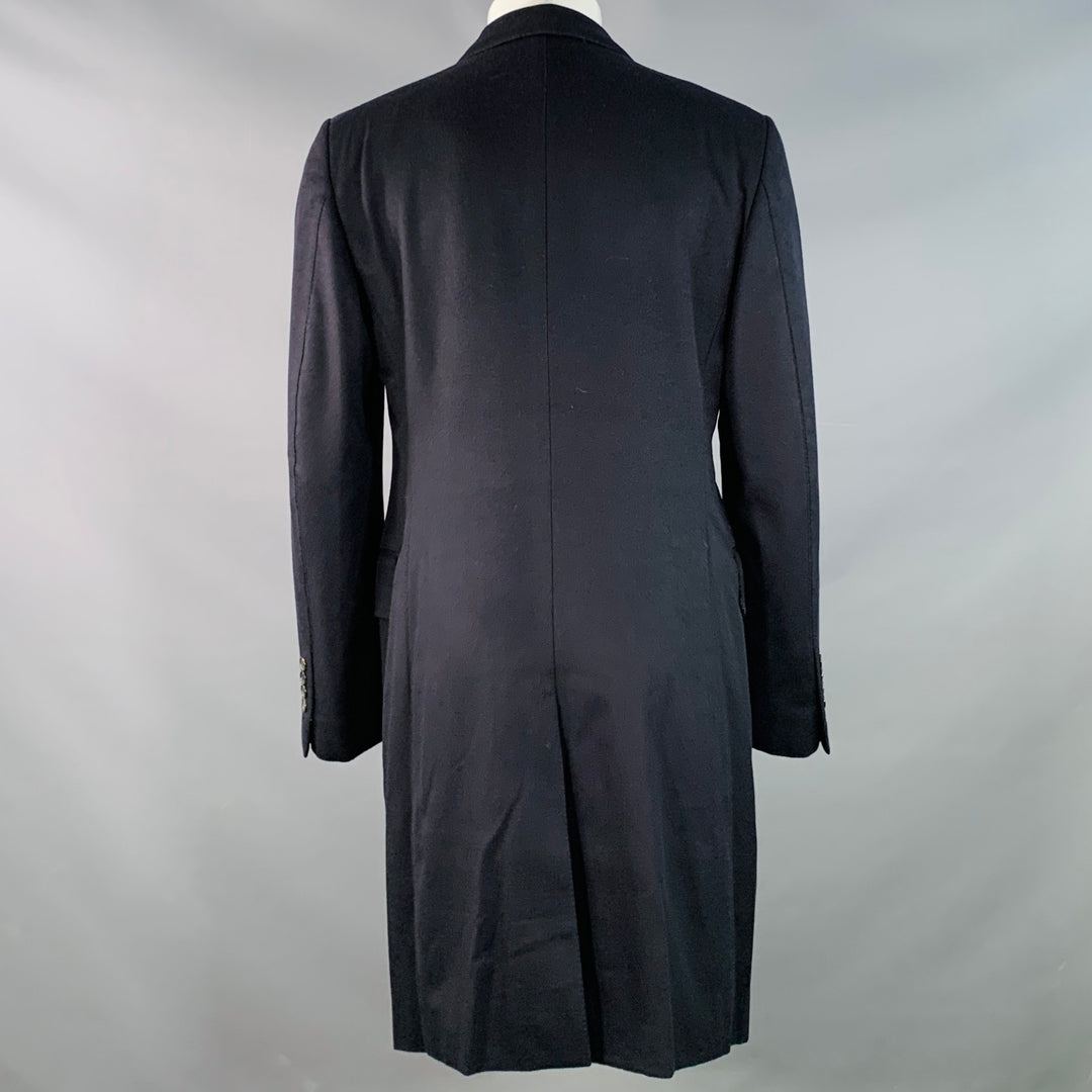 TOM FORD Size 40 Navy Cashmere Double Breasted Peak Lapel Coat