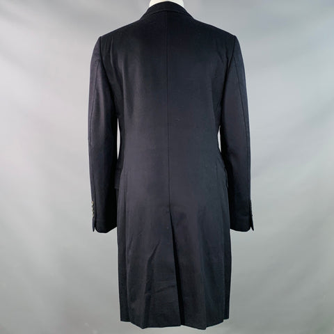 TOM FORD Size 40 Navy Cashmere Double Breasted Peak Lapel Coat