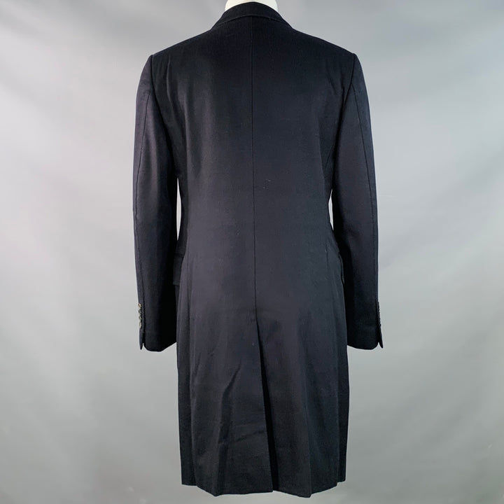 TOM FORD Size 40 Navy Cashmere Double Breasted Peak Lapel Coat
