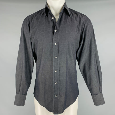 DOLCE & GABBANA Size S Black Nailhead Cotton Button Up Long Sleeve Shirt