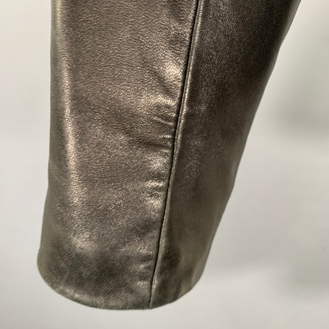COLE HAAN Size S Black Lambskin Leather Zip Up Coat