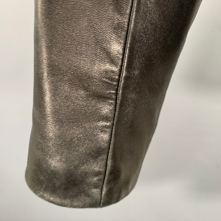 COLE HAAN Size S Black Lambskin Leather Zip Up Coat