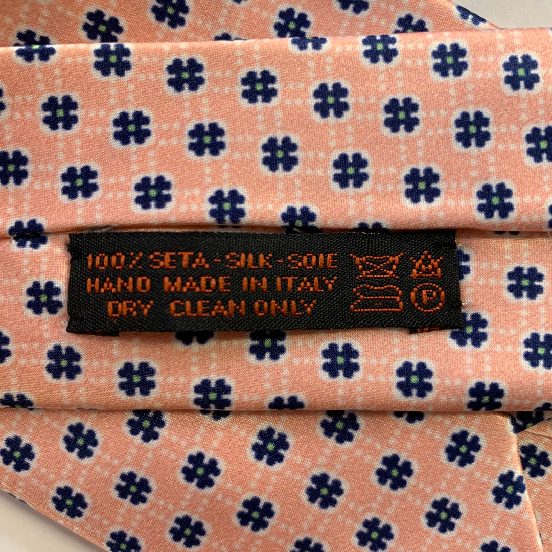 DOLCEPUNTA Pink Navy Floral Silk Tie