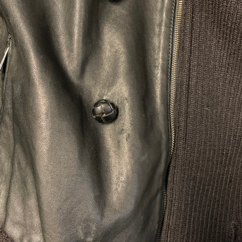 VIKTOR & ROLF Chest Size 38 Size S Black Knit Leather Bomber Jacket