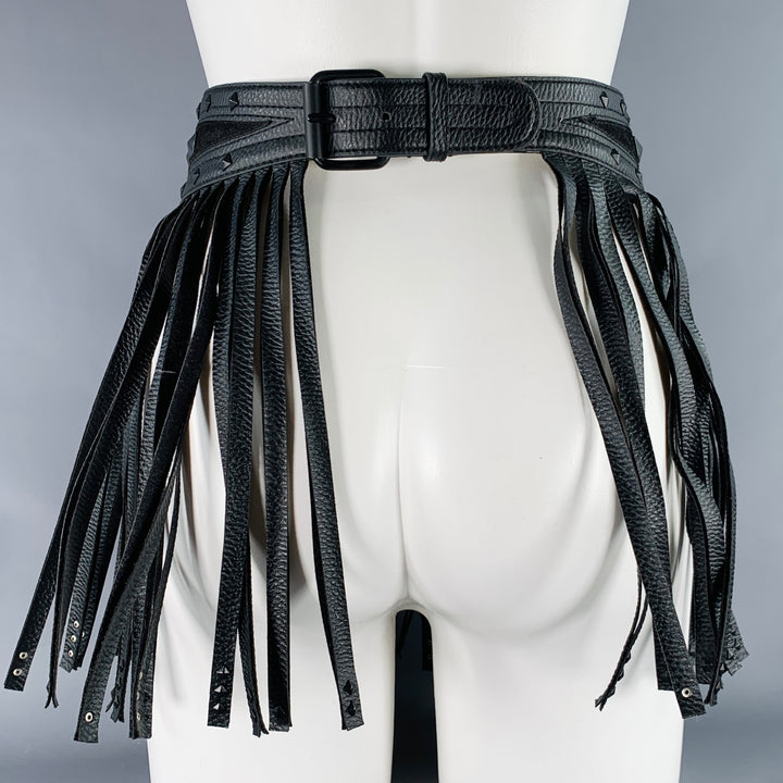 BCBG Size S Black Studded Faux Leather Fringe Belt – Sui  display picture 1