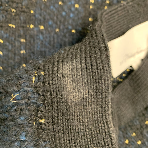 3.1 PHILLIP LIM Size S Black Gold Wool Blend Knit Leather Buckle Sweater