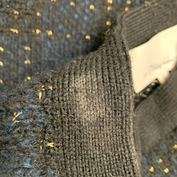 3.1 PHILLIP LIM Talla S Suéter con hebilla de cuero y punto en mezcla de lana y color negro y dorado