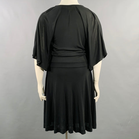 GUCCI Size L Black Viscose V-Neck Midi Dress