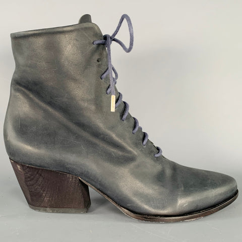 COCLICO Size 8.5 Ringo Grey Leather Lace Up Boots