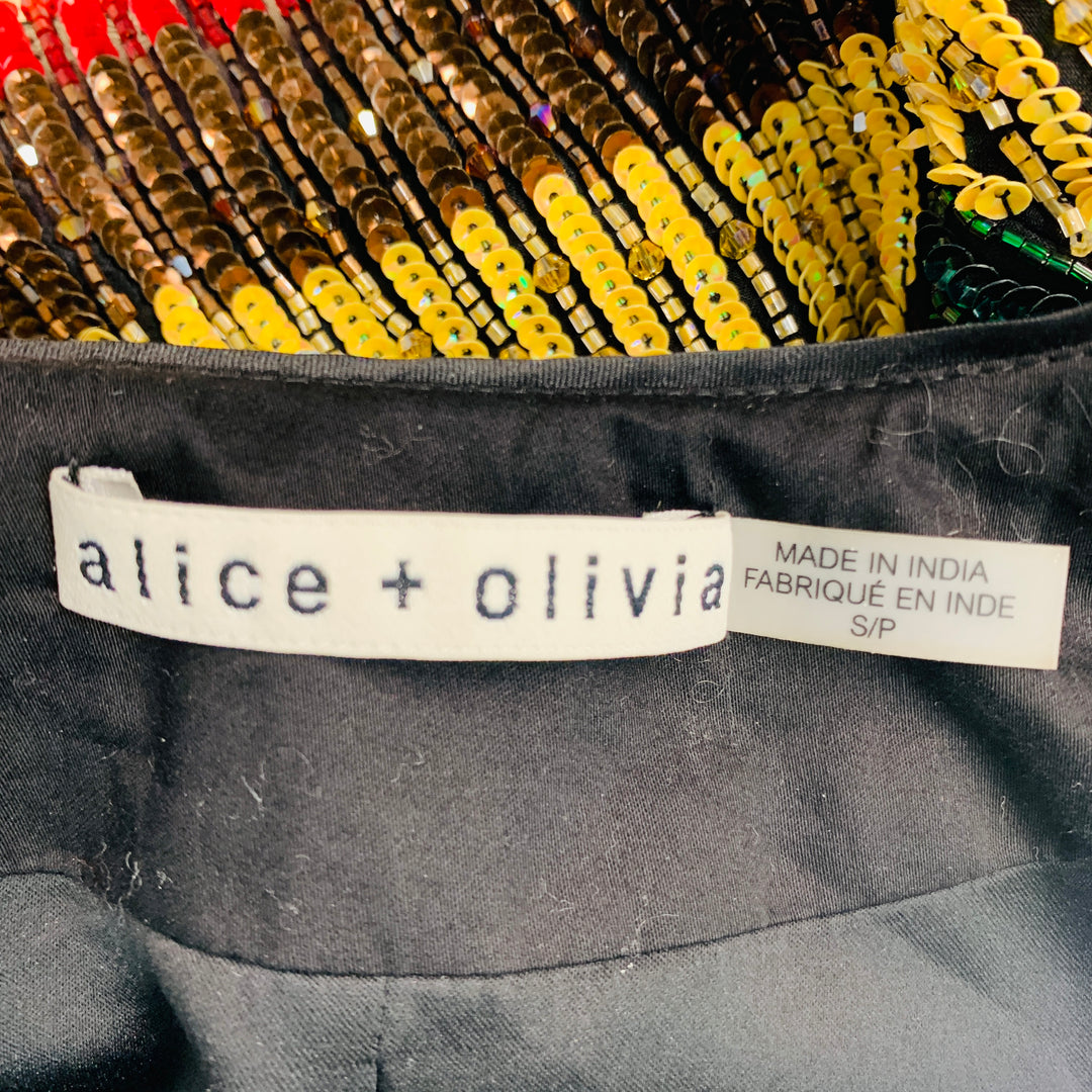 ALICE + OLIVIA Chaqueta de rayas de seda multicolor talla S