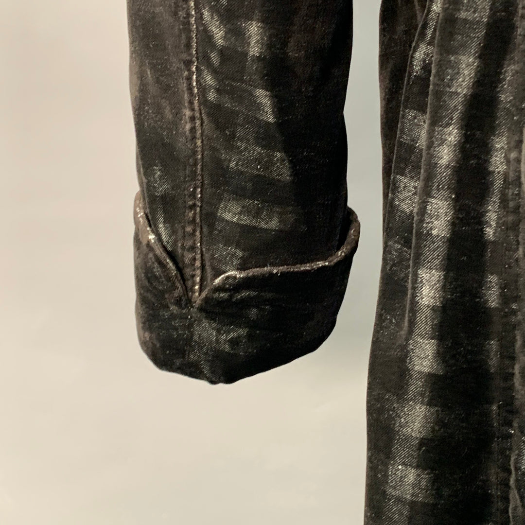 COMME des GARCONS HOMME PLUS Size S Black Black Checkered Polyester Shawl Lapel Robe