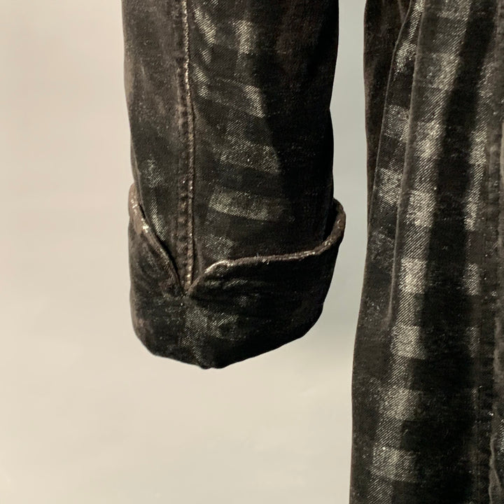 COMME des GARCONS HOMME PLUS Size S Black Black Checkered Polyester Shawl Lapel Robe