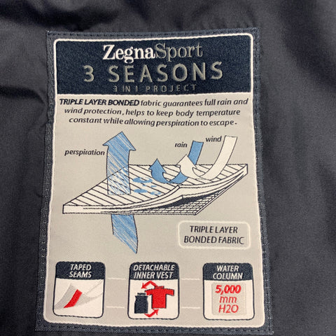 ZEGNA SPORT Size M Navy Polyester Zip Up Coat
