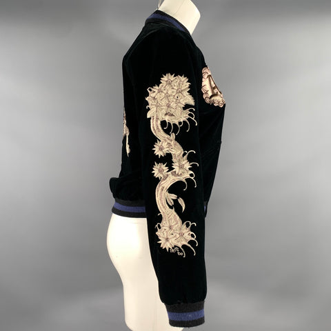 NO BRAND Size S Navy Black Rayon Bomber Jacket Outdoor